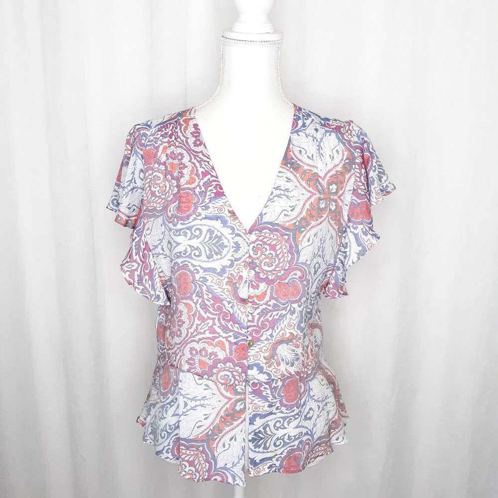 Nanette By Nanette Lepore Paisley Flutter Sleeve … - image 1